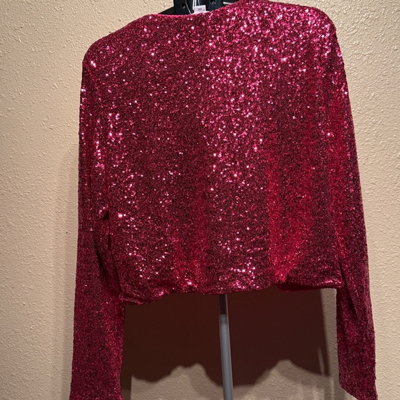 Women’s plus size bright pink sequin Crop jacket size 3x Good American $179 - Picture 8 of 8